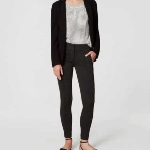 Loft Ponte Knit Front Seam Skinny Pants Gray Size 2 - Picture 1 of 7